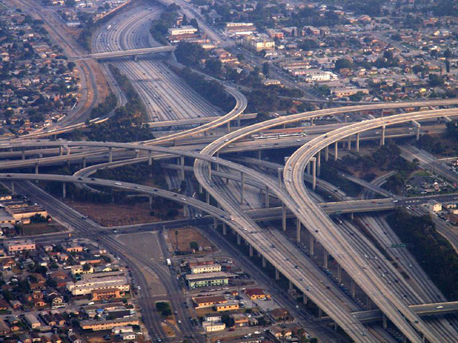 Intersecting highways in Los Angeles.